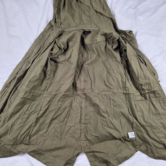 Be Cool Womens Size Large Green Hooded Military Style Jacket Cotton Lightweight - Picture 5 of 12